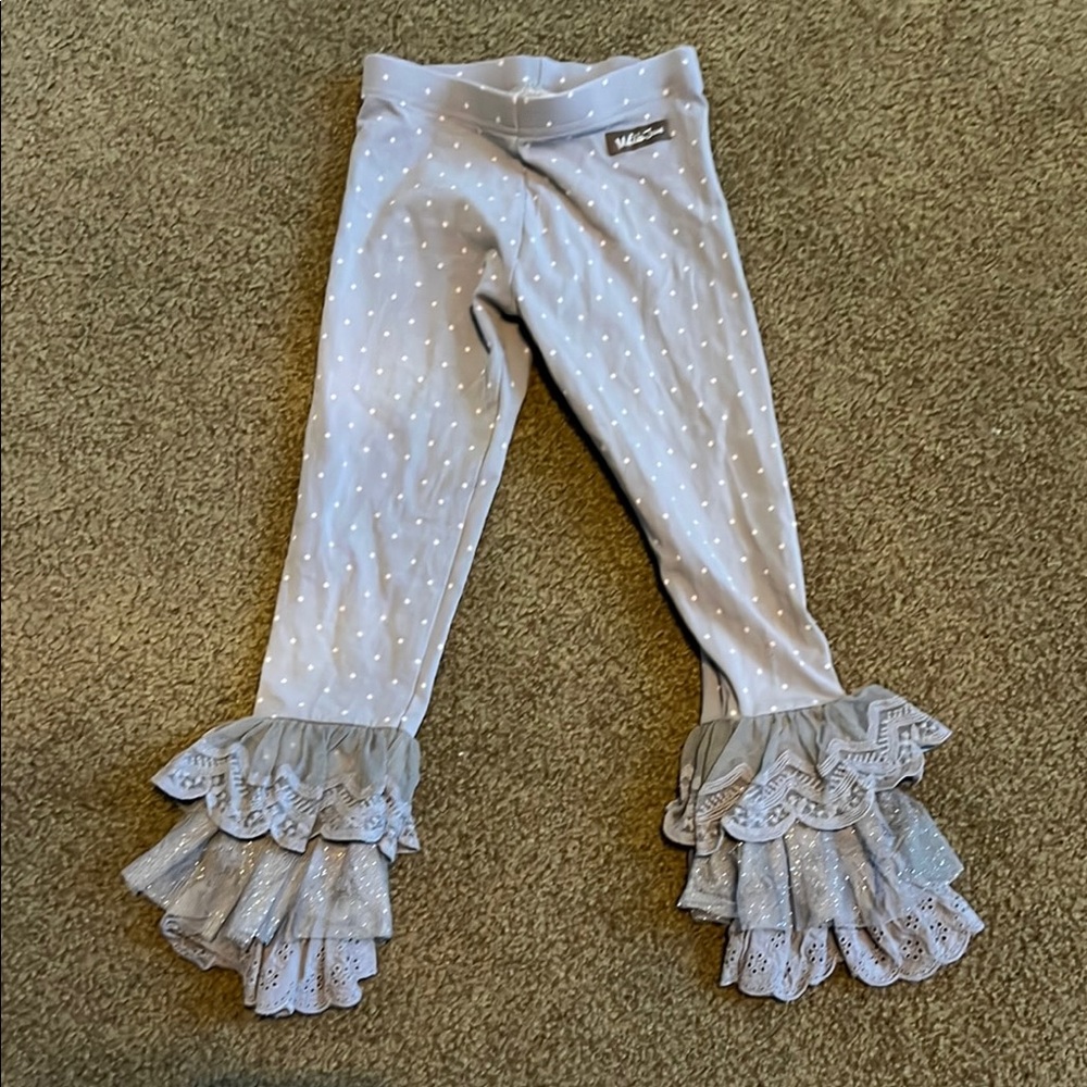 Matilda Jane Grey and Lace Leggings Size 6